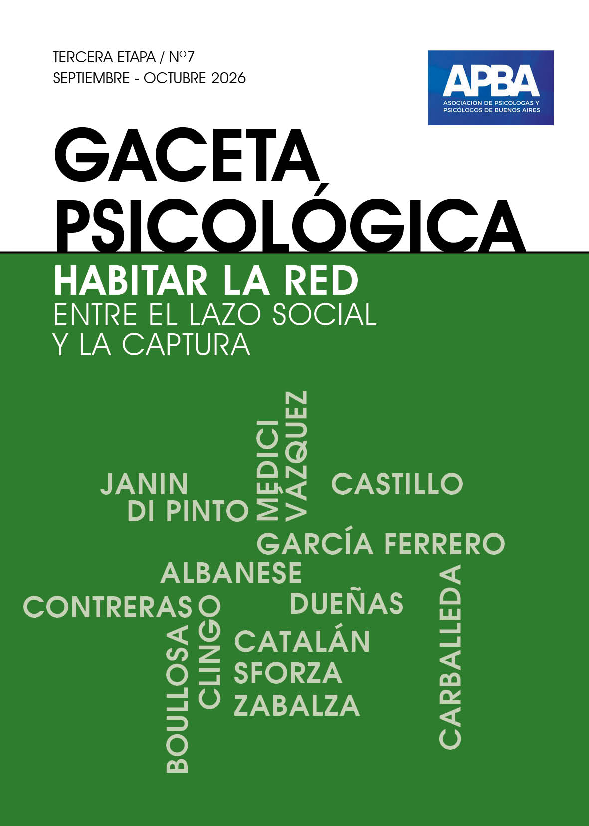 Portada Gaceta Psicológica N° 7 — Habitar la red. Entre el lazo social y la captura